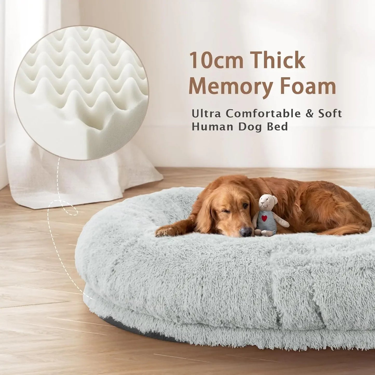 XMSJ Human Dog Bed Memory Foam Plush Pet Bed Washable