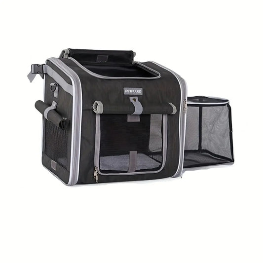 FULED Dog Bike Basket Carrier Backpack With Four Open Doors