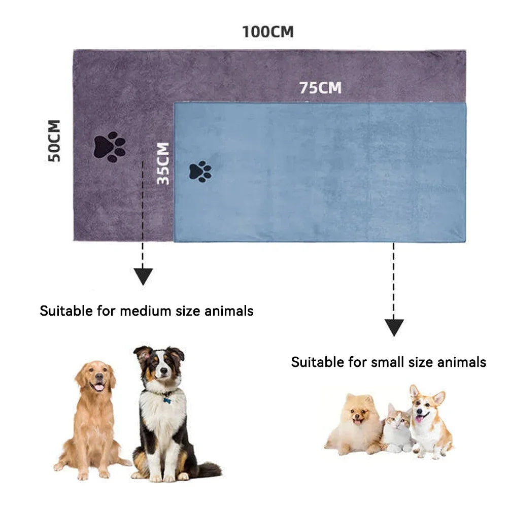 Microfiber Pet Bath Towel Super Absorbent For Dogs Cats