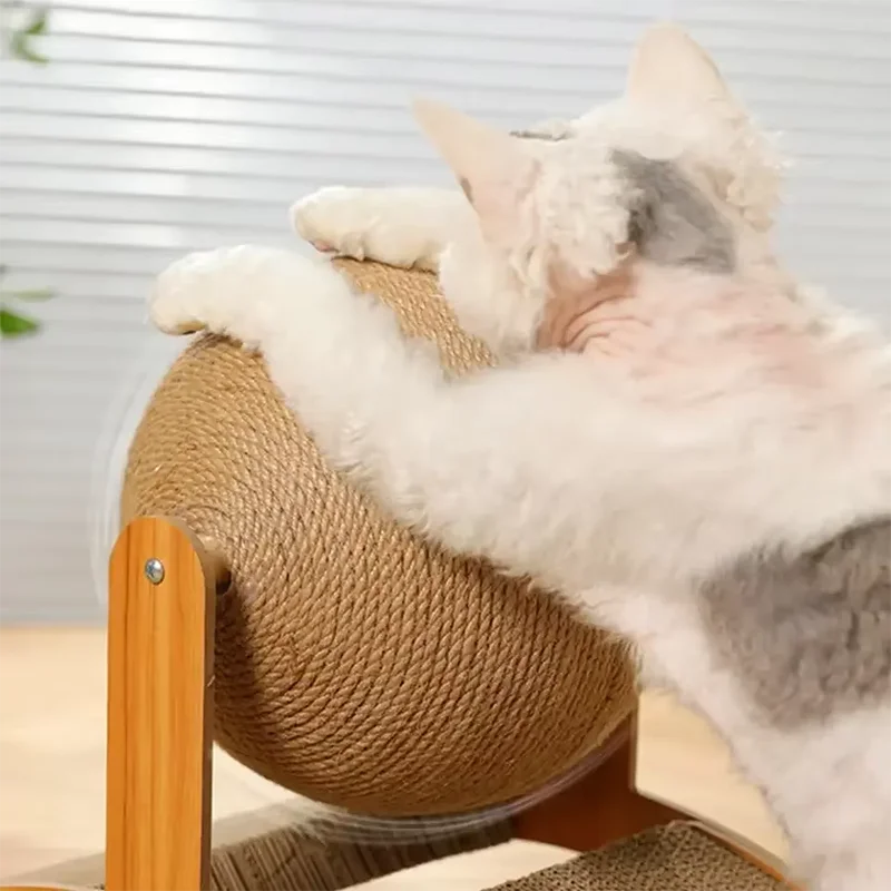 NONECN 2 In 1 PremiumSolidWood Cat Scratcher Ball Toy