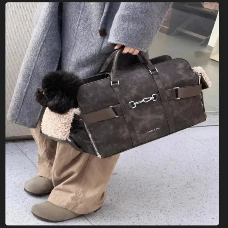Leather Dog Carrier Bag For Travel Large Capacity Padded Hammock by Furtastic Pet Essentials
