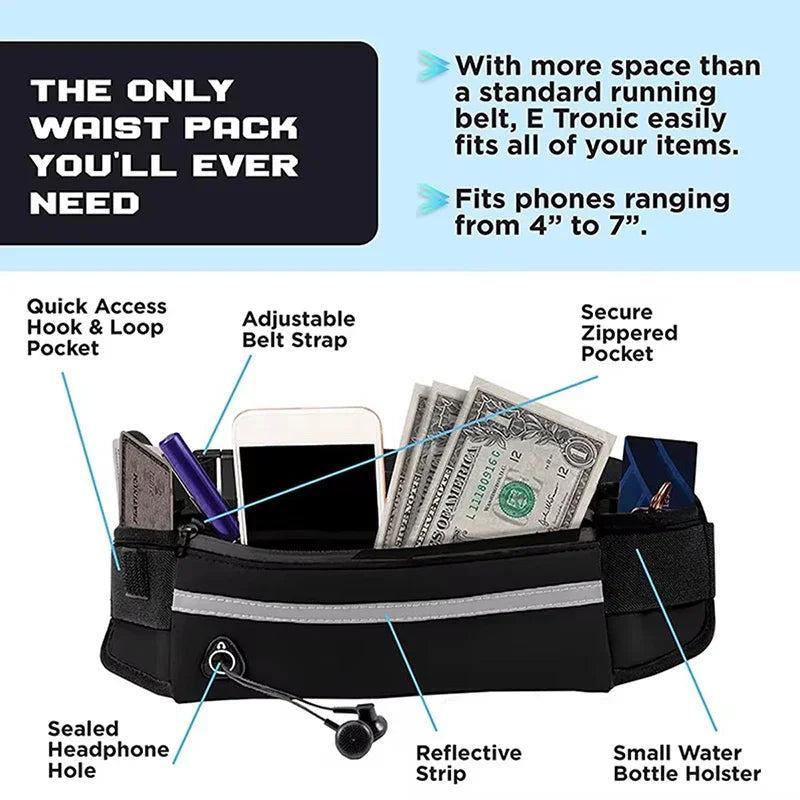 Reflective Hands Free Dog Leash With Retractable Belt Waist Bag
