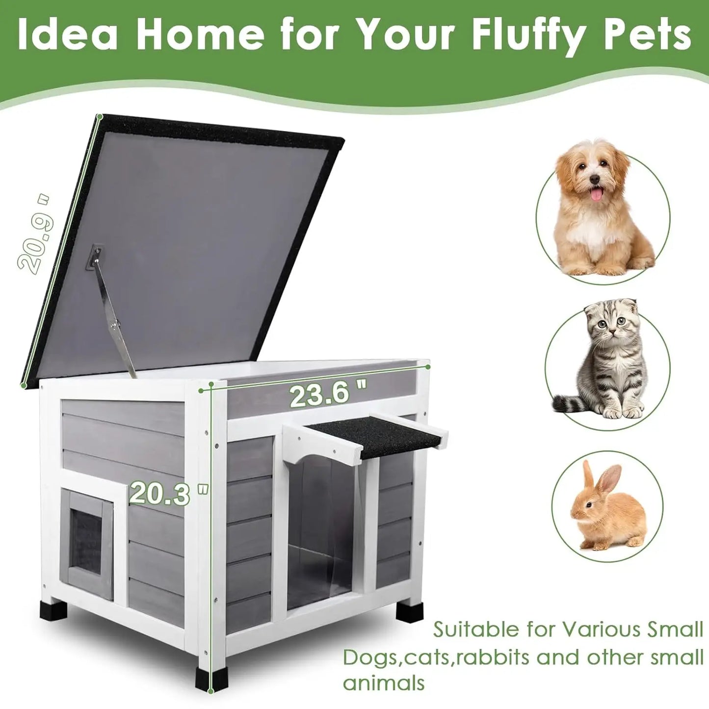 Insulated Cat House Weatherproof Outdoor Indoor Shelter For Feral Cats