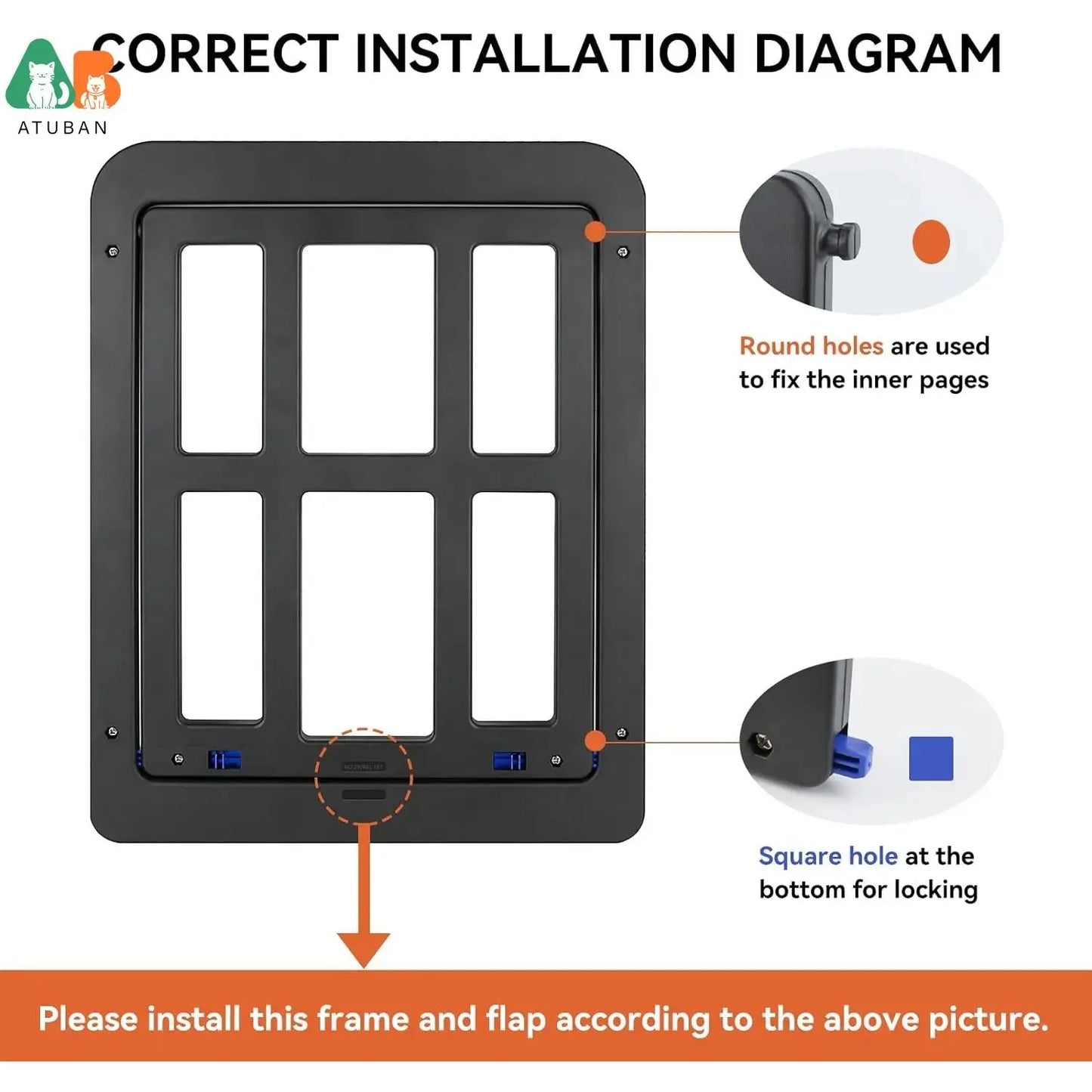 ATUBAN Dog Door For Sliding Door Lockable Magnetic Closure