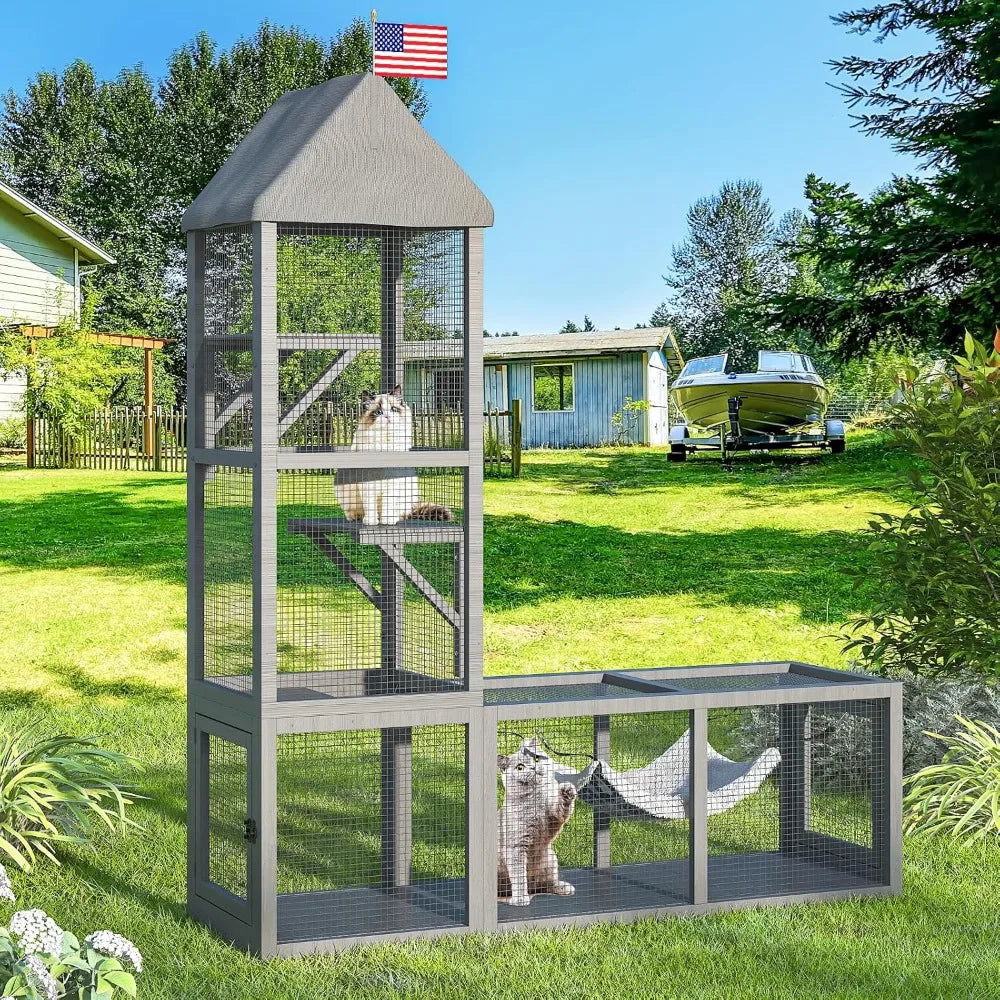 Catio Outdoor Cat Enclosure With Tunnel Two In One Playground