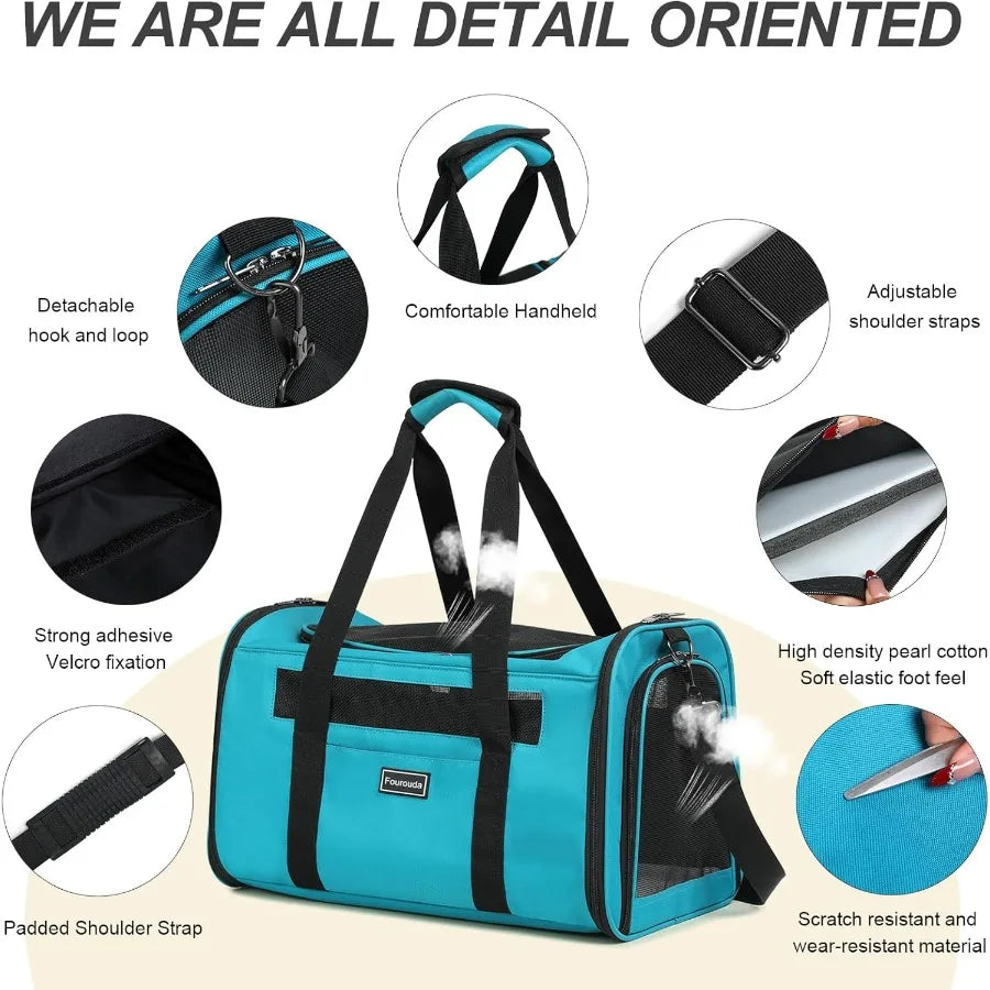 Foldable Soft Sided Carrier For Cats And Dogs Ventilated EscapeProof