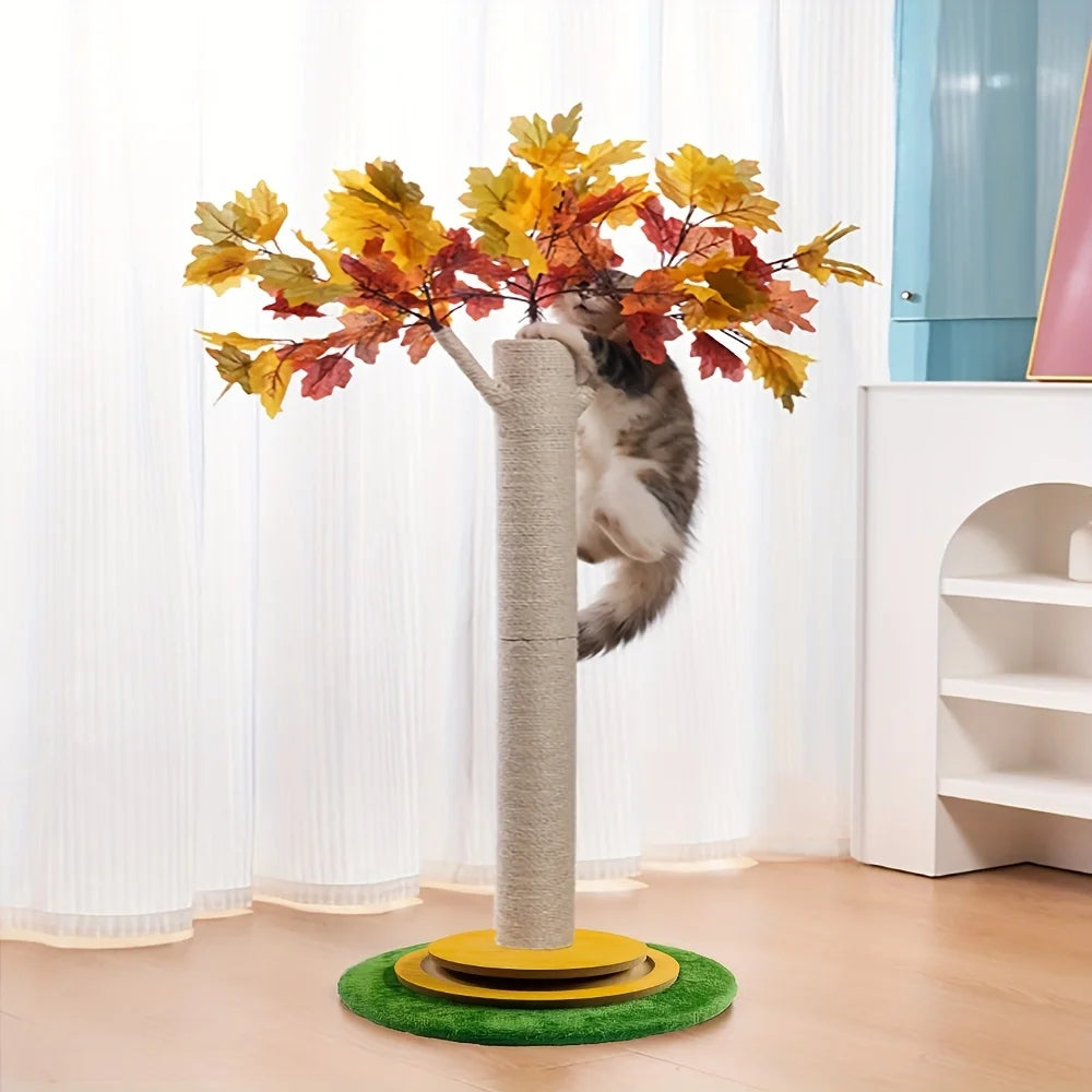 CN Guangdong Maple Leaf Cat Scratching Post With Wooden Turntable Base