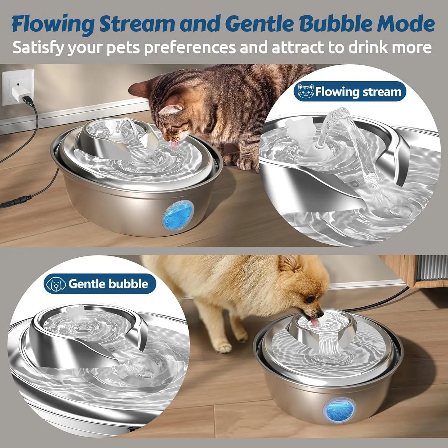 Pet Water Fountain for Cats and Small Dogs with Filters