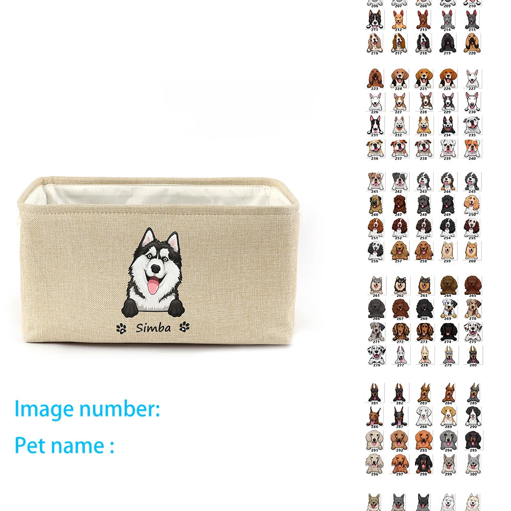NONECN Personalized Pet Toy Storage Basket With Custom Image