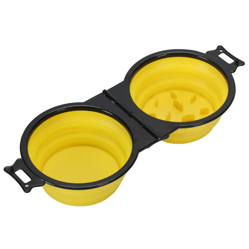 ZHUOJI 2-in-1 Foldable Dual Feeding Bowl for Dogs and Cats