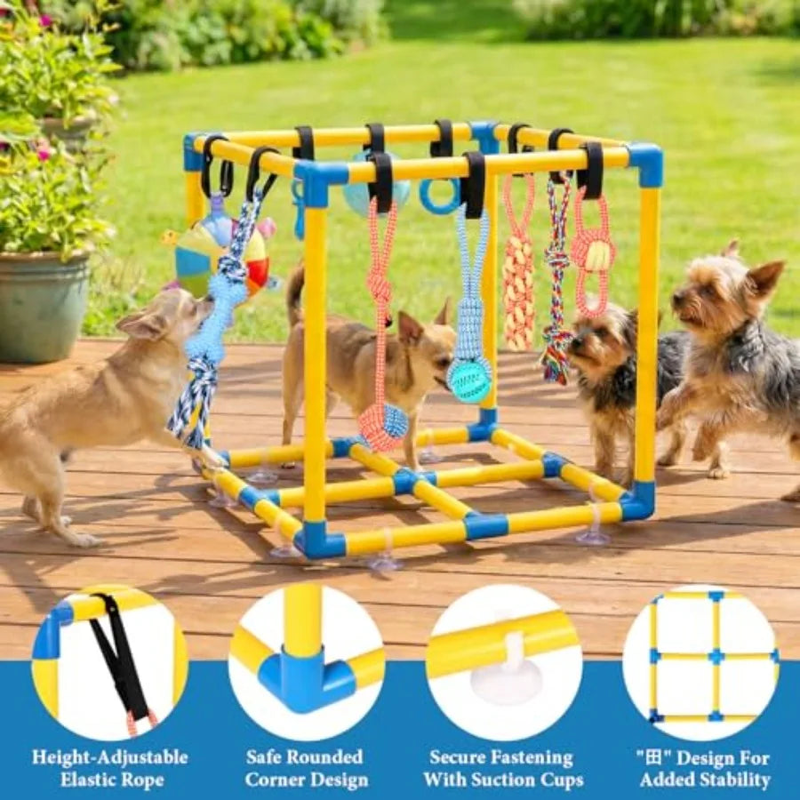 YAO HUI HUANG Puppy Play Gym With 10 Hanging Toys Indoor PVC Frame Jungle Gym