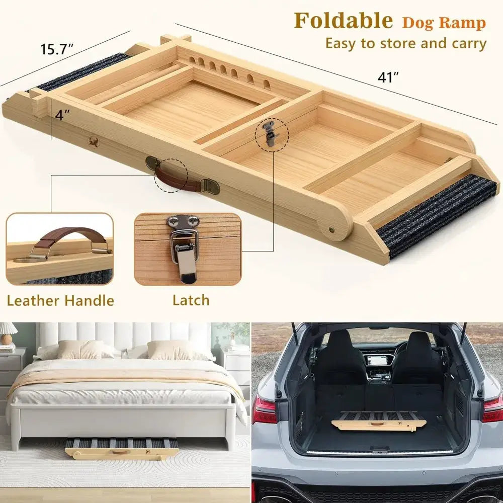 Portable Dog Ramp With 7 Adjustable Heights Non Slip Traction by Furtastic Pet Essentials