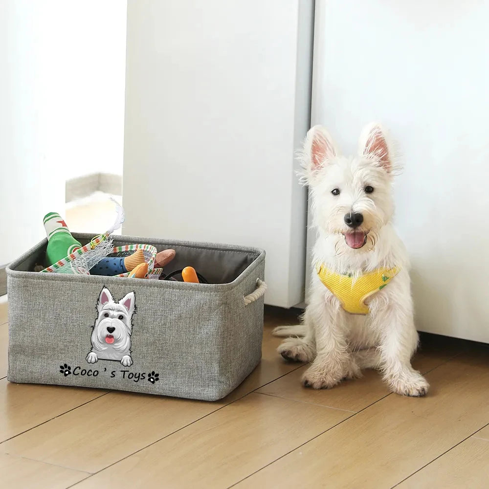 NONECN Personalized Pet Toy Storage Basket With Custom Image