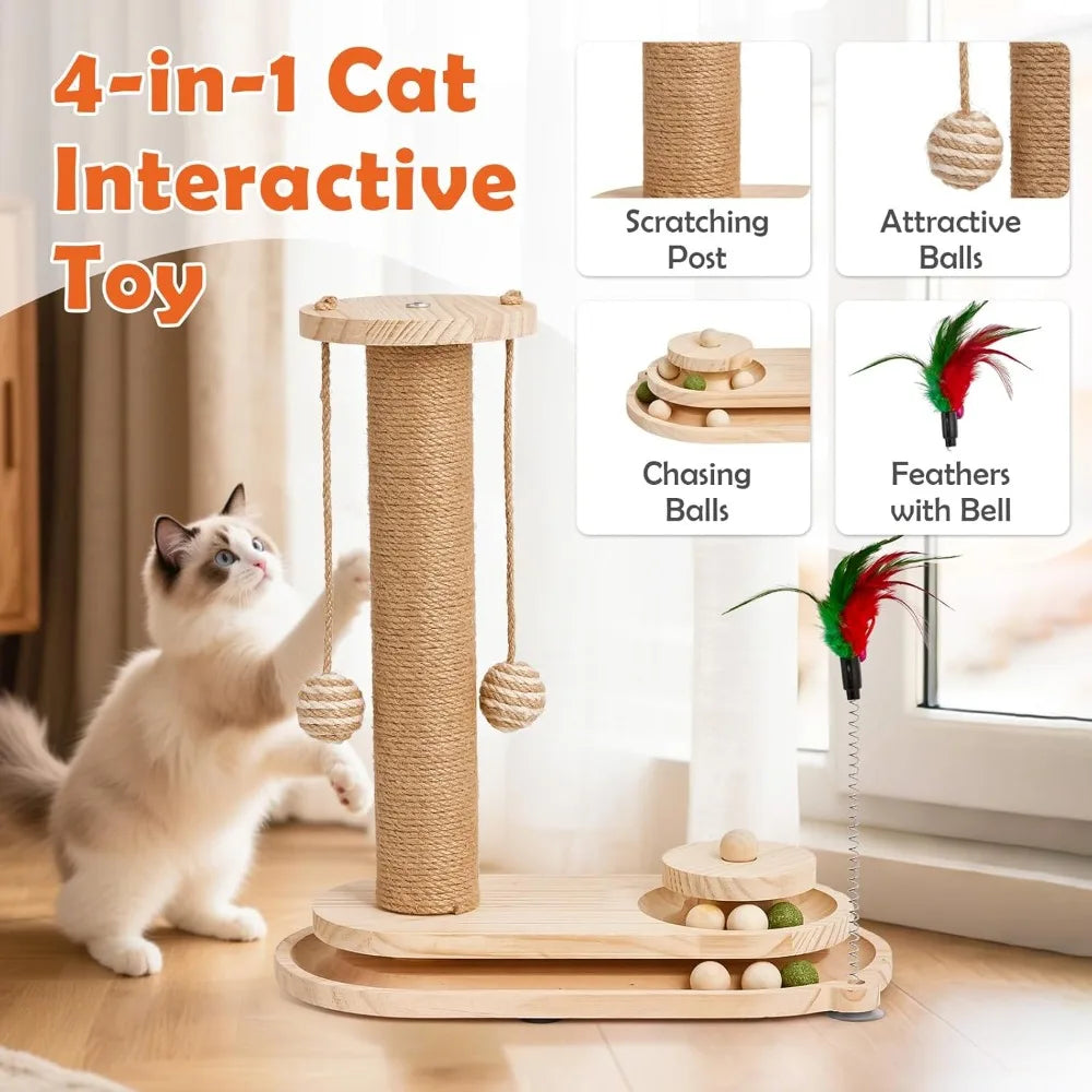 KYJGCN Sisal Cat Scratching Post TwoTier Ball Track Toy