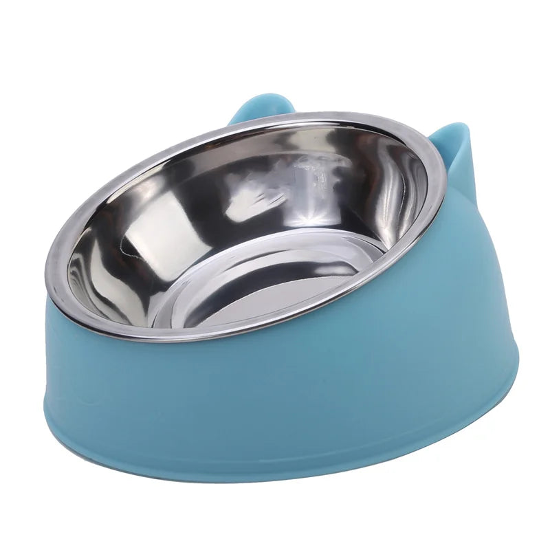 Stainless Steel Cat Feeding Bowl With Inclined Design For Cats