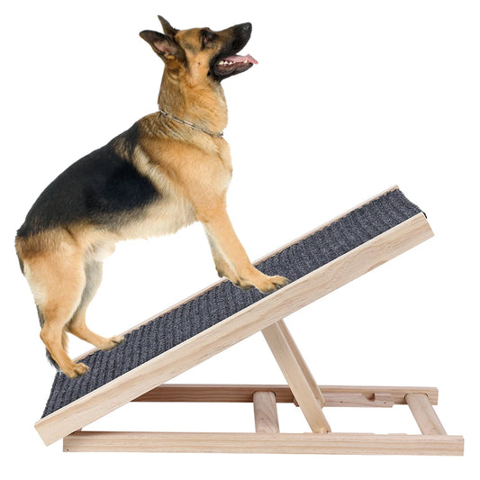 HiMISSDog Wooden Dog Ramp With Adjustable Height Anti Skid Folding Portable
