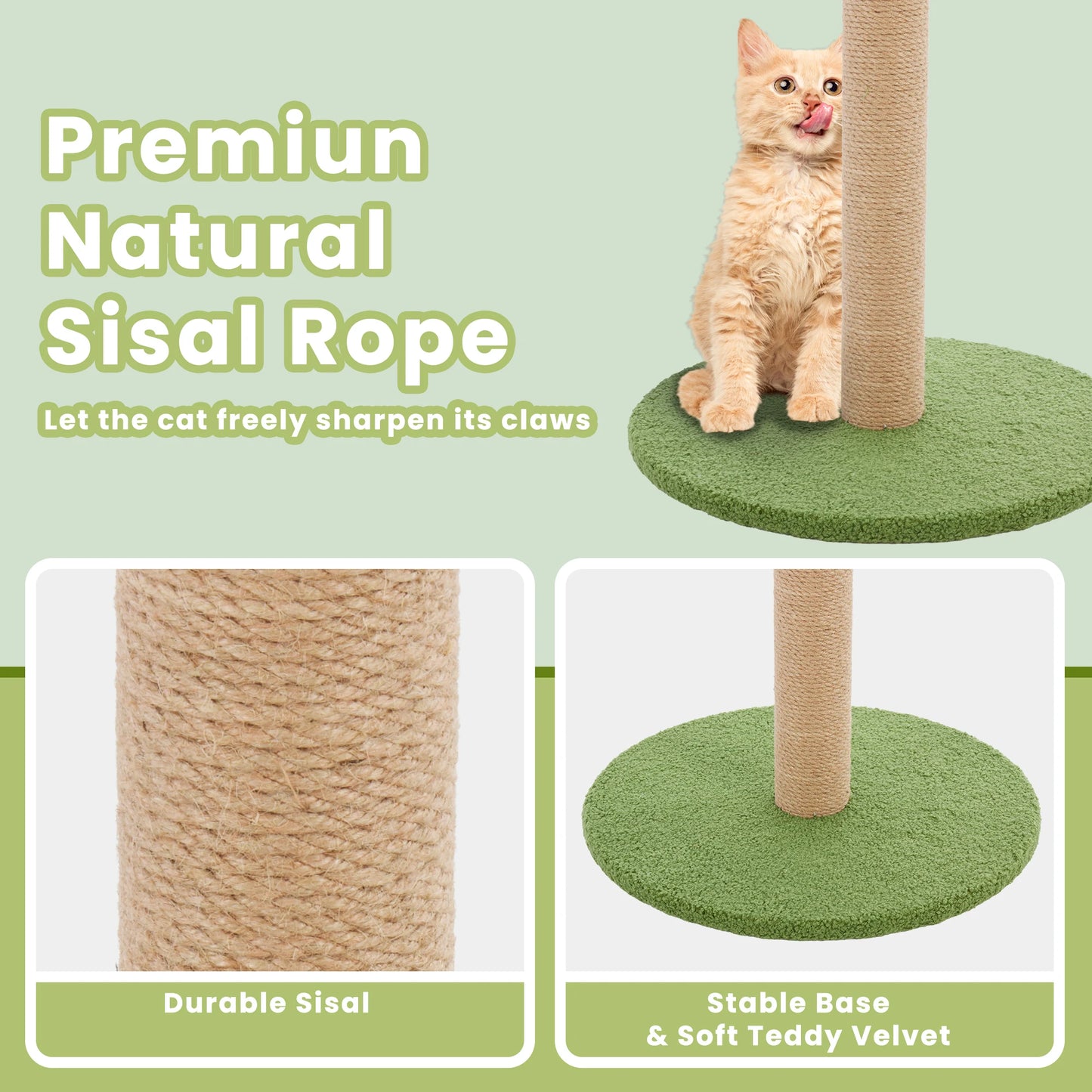 JHK Palm Tree Cat Scratching Post 33In For Indoor Cats With Dangling Ball