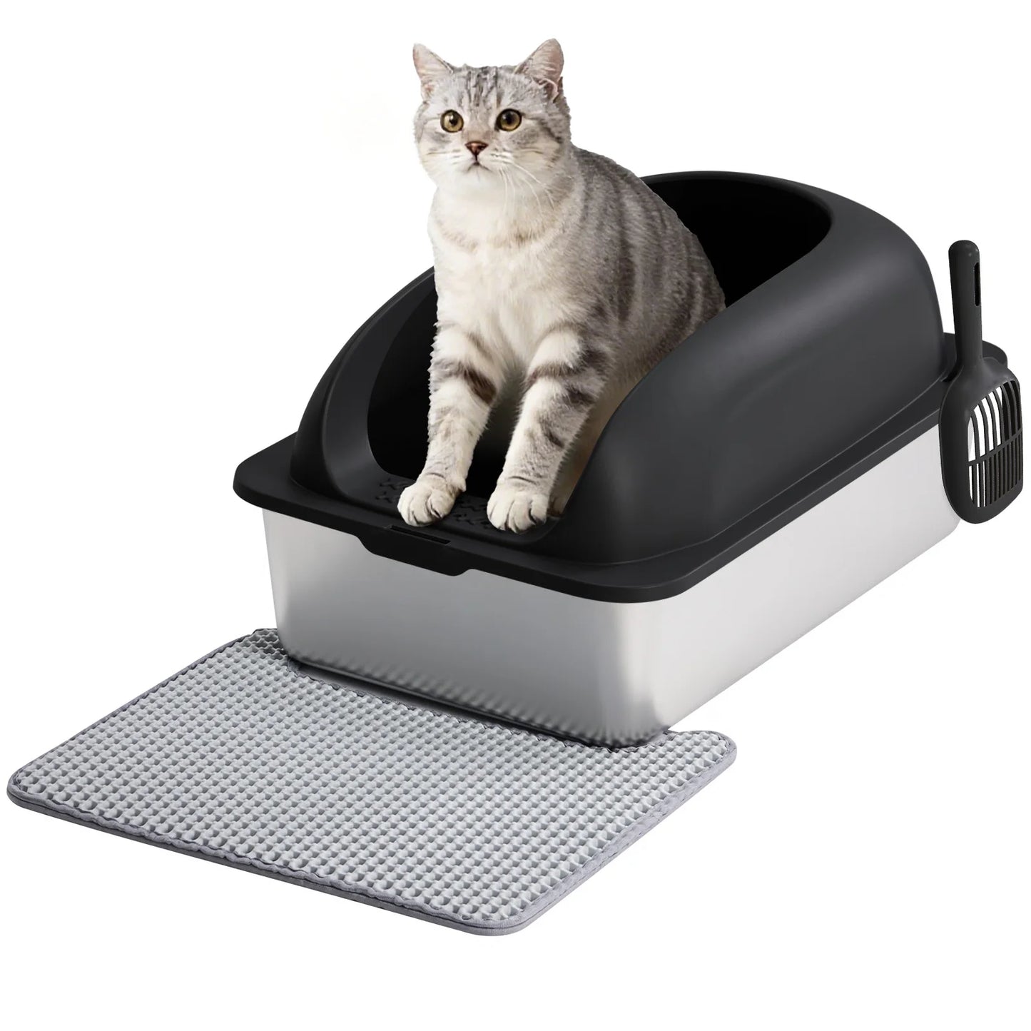 Stainless Steel Cat Litter Box With Lid And Scoop Included