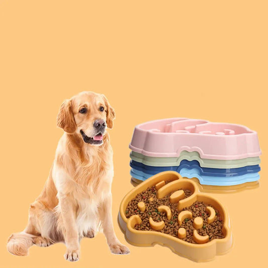 Dog Slow Feeder Bowl Non Slip Anti Choke Safe Wood