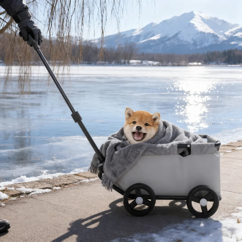 Foldable Dog Stroller for Small Pets with Smooth Rolling Wheels