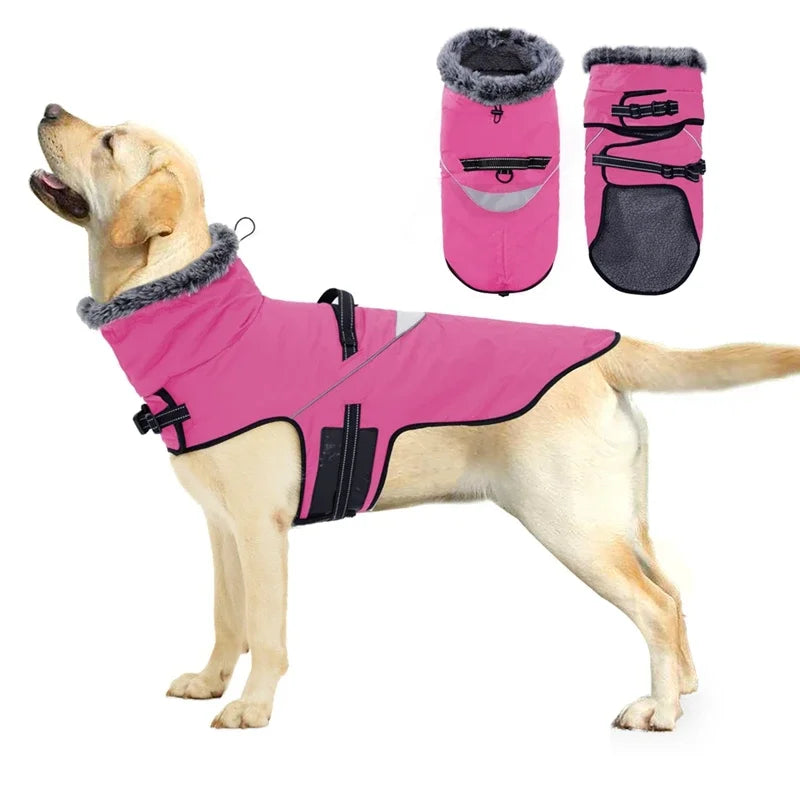 NONECN Winter Dog Jacket With Harness Waterproof Coat
