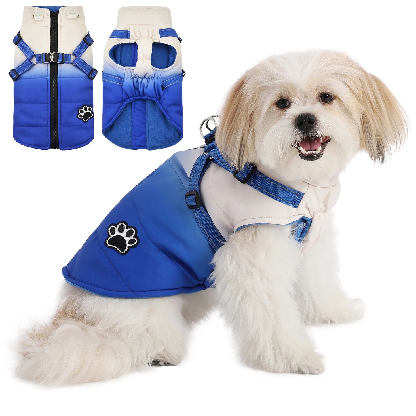 Choice Reflective Dog Jacket With Harness Winter Warm Back Zipper