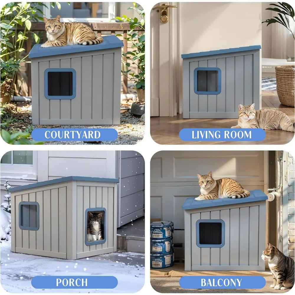 Waterproof Outdoor Resin Cat House For Feral Cats Durable