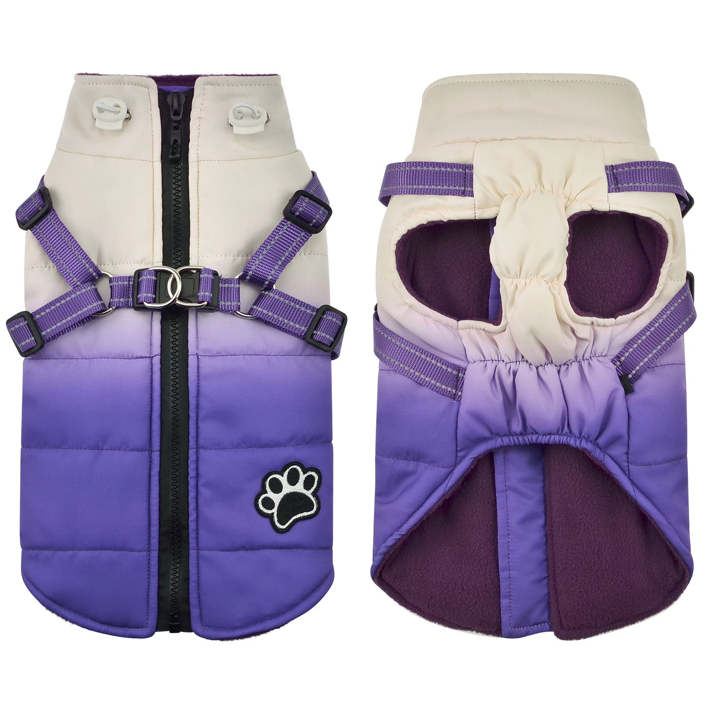 Choice Reflective Dog Jacket With Harness Winter Warm Back Zipper