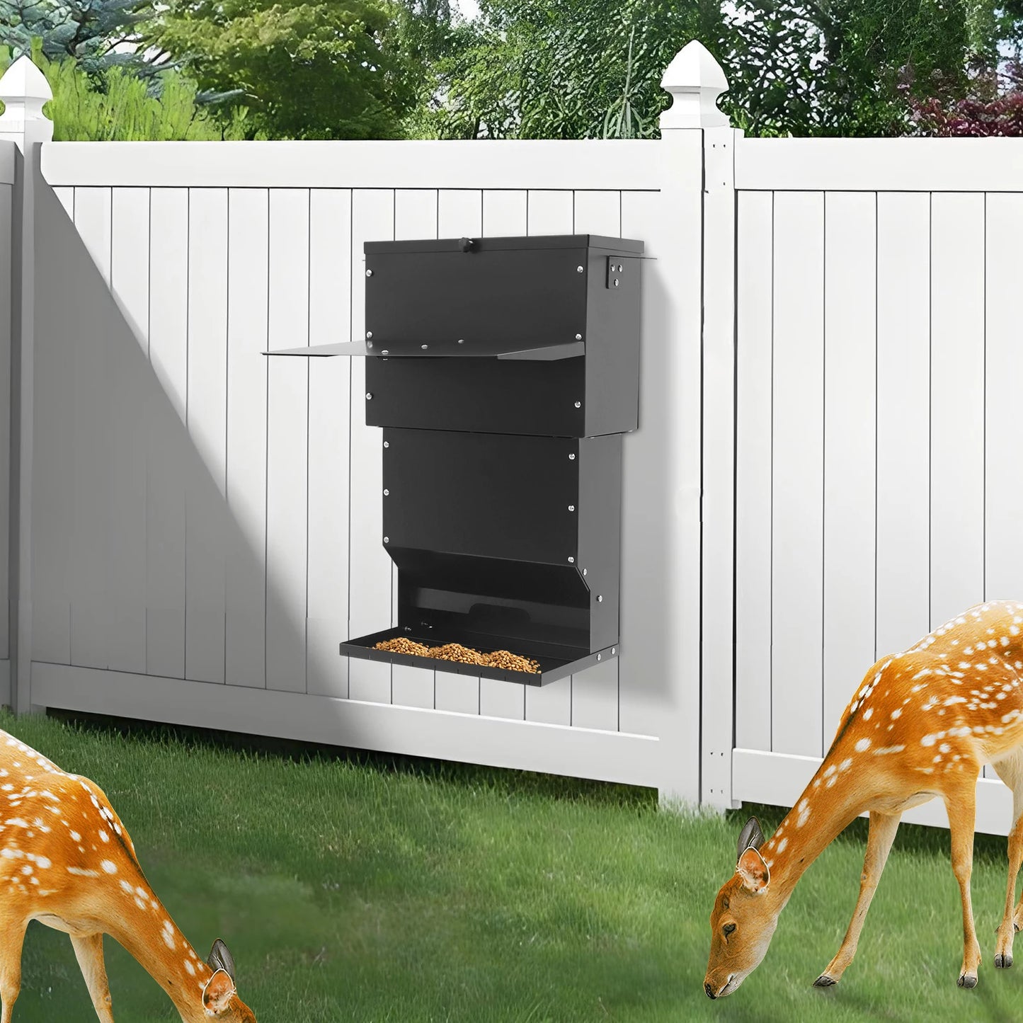 Deer Feeder Hanging Stainless Steel 27kg Capacity With Lid