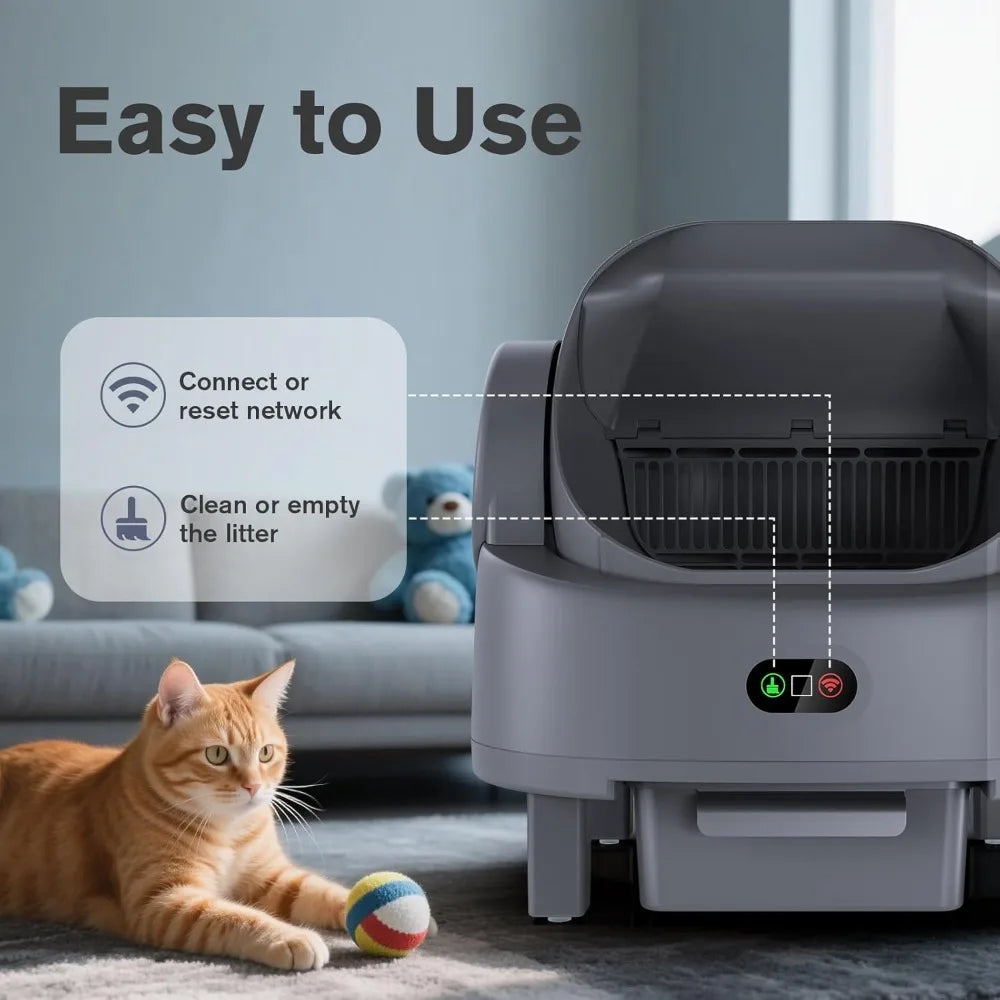 Self Cleaning Cat Litter Box Open Top Automatic for Multiple Cats Liner Bags