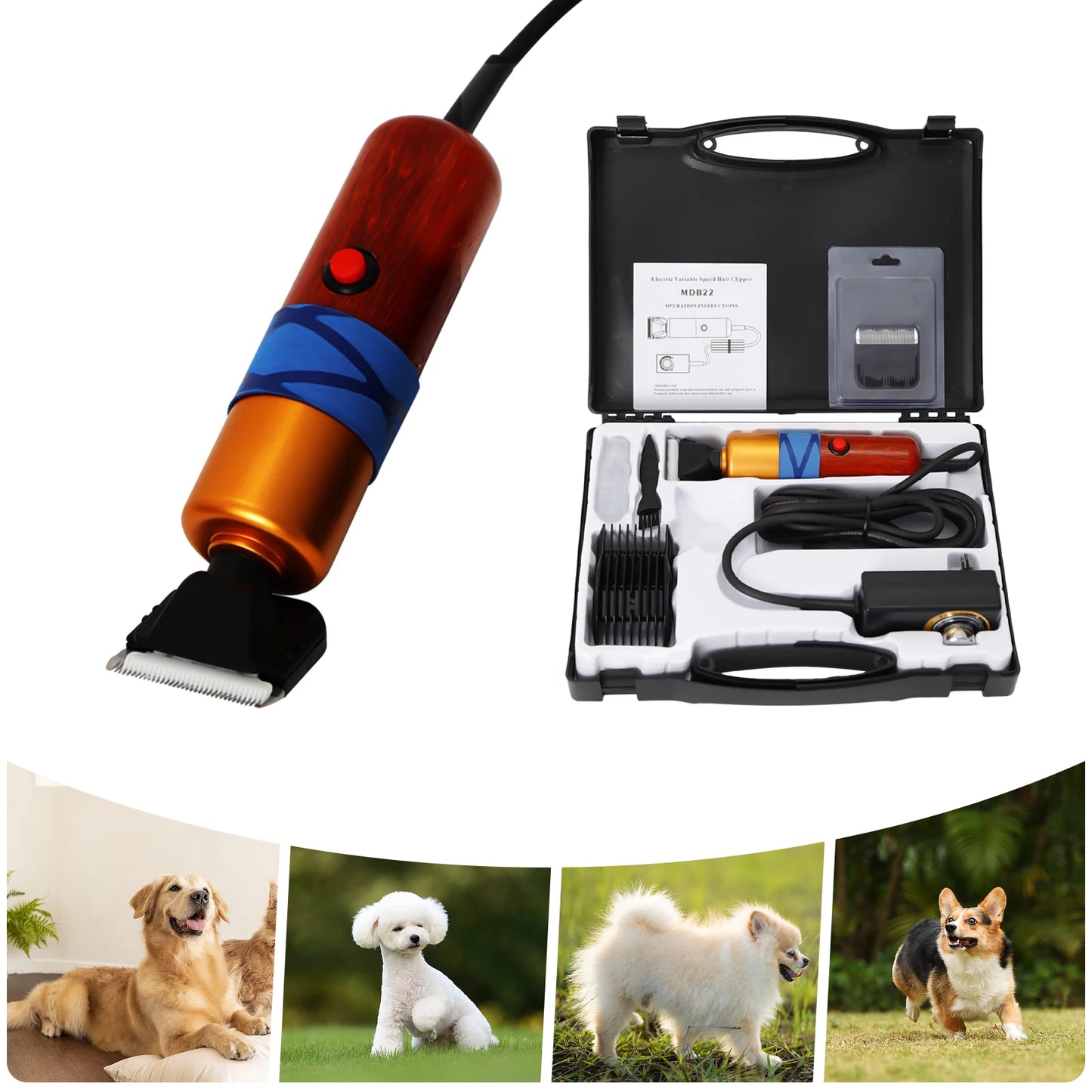 Pet Hair Clipper Low Noise Electric Variable Speed For Pets
