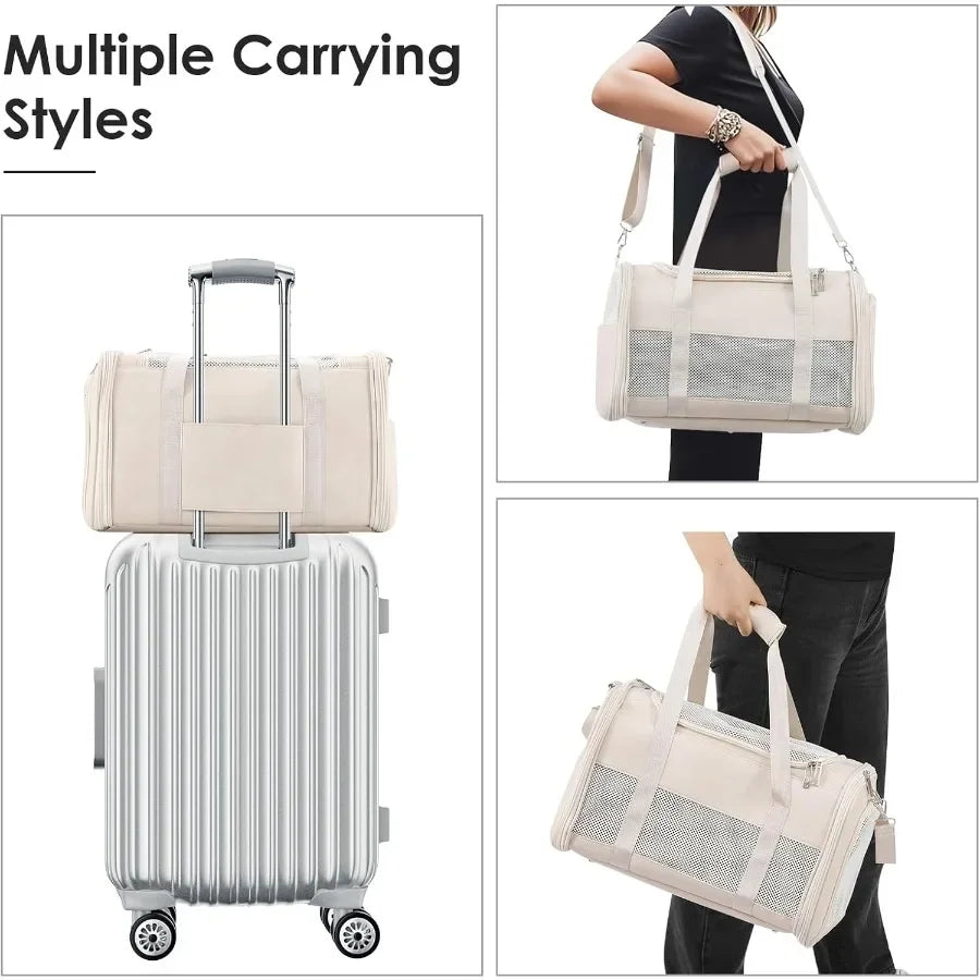 Fashion Leather Dog Carrier Airline Approved Soft Sided Pet Bag