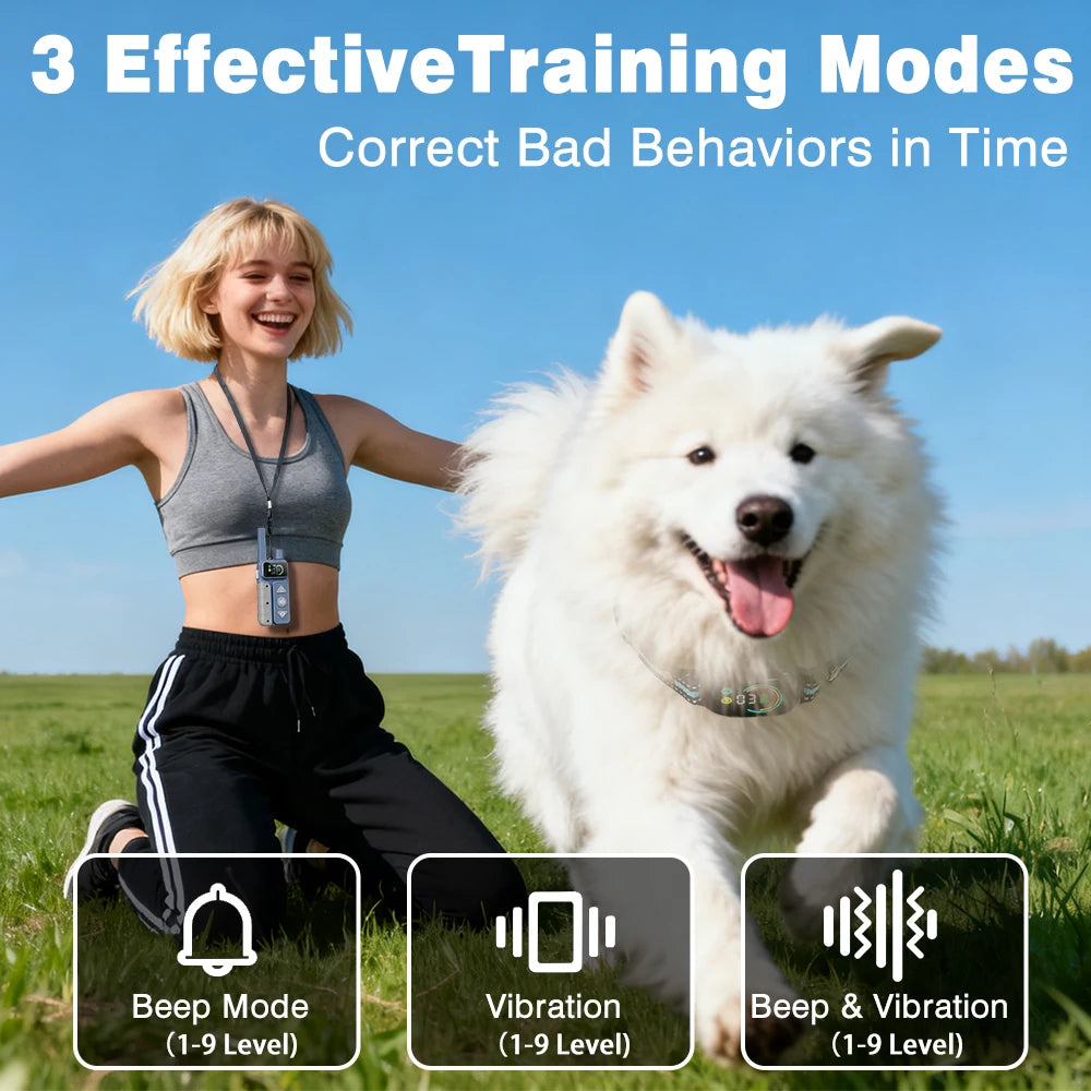 No Shock Dog Training Collar 1000m Range Vibrating IPX7