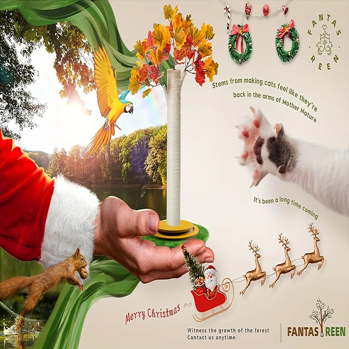 CN Guangdong Maple Leaf Cat Scratching Post With Wooden Turntable Base