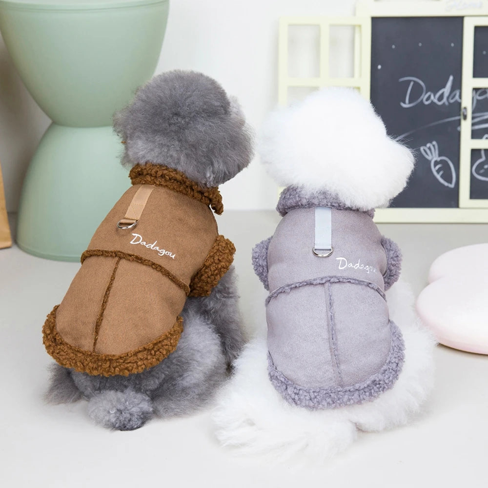 NONECN British Style Dog Jacket Lamb Fleece Winter Coat