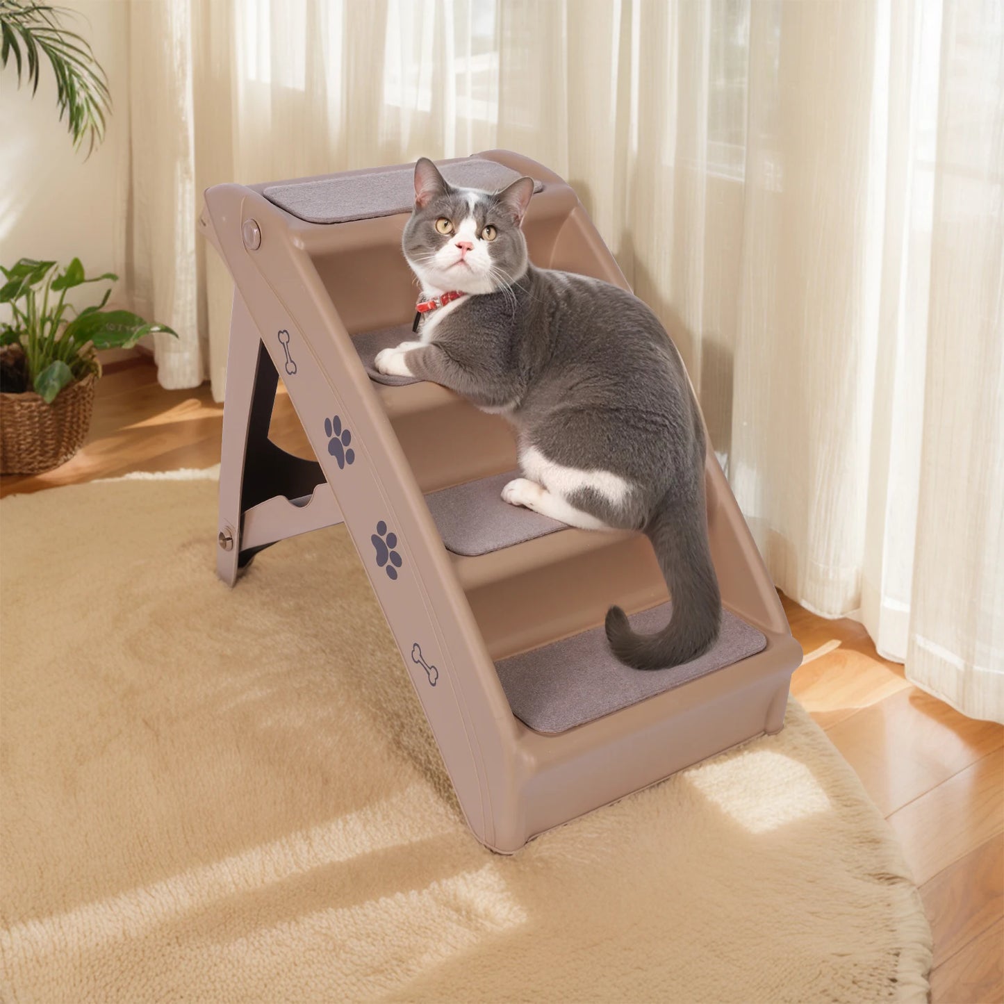 APWIKOGER 4Step Pet Stairs Foldable Non Slip Indoor Dog Steps