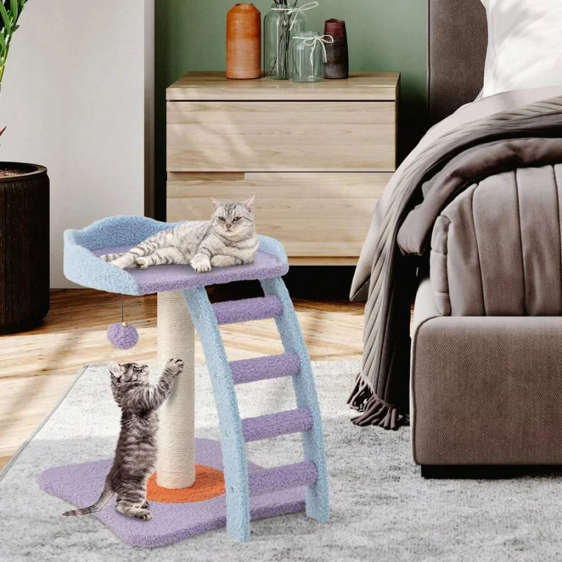 Two Tier Modern Cat Tree Tower Kitten Activity Center With Sisal Scratching Post