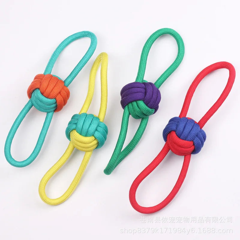Durable Braided Rope Ball Dog Toy With Handle For Puppies