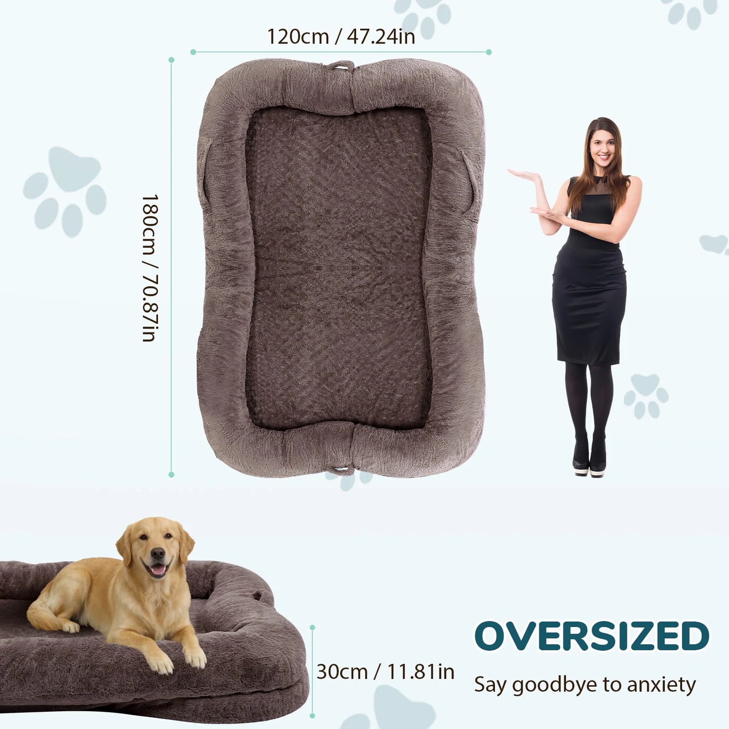 Dog Bed Washable Plush Non Slip With Blanket And Pocket