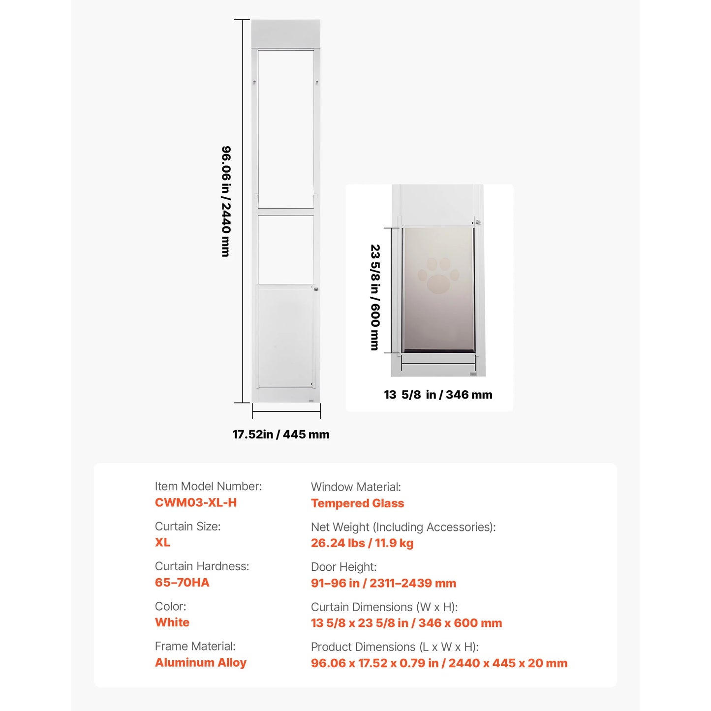 SucceBuy Sliding Glass Door Dog Door With Rotating Hinges