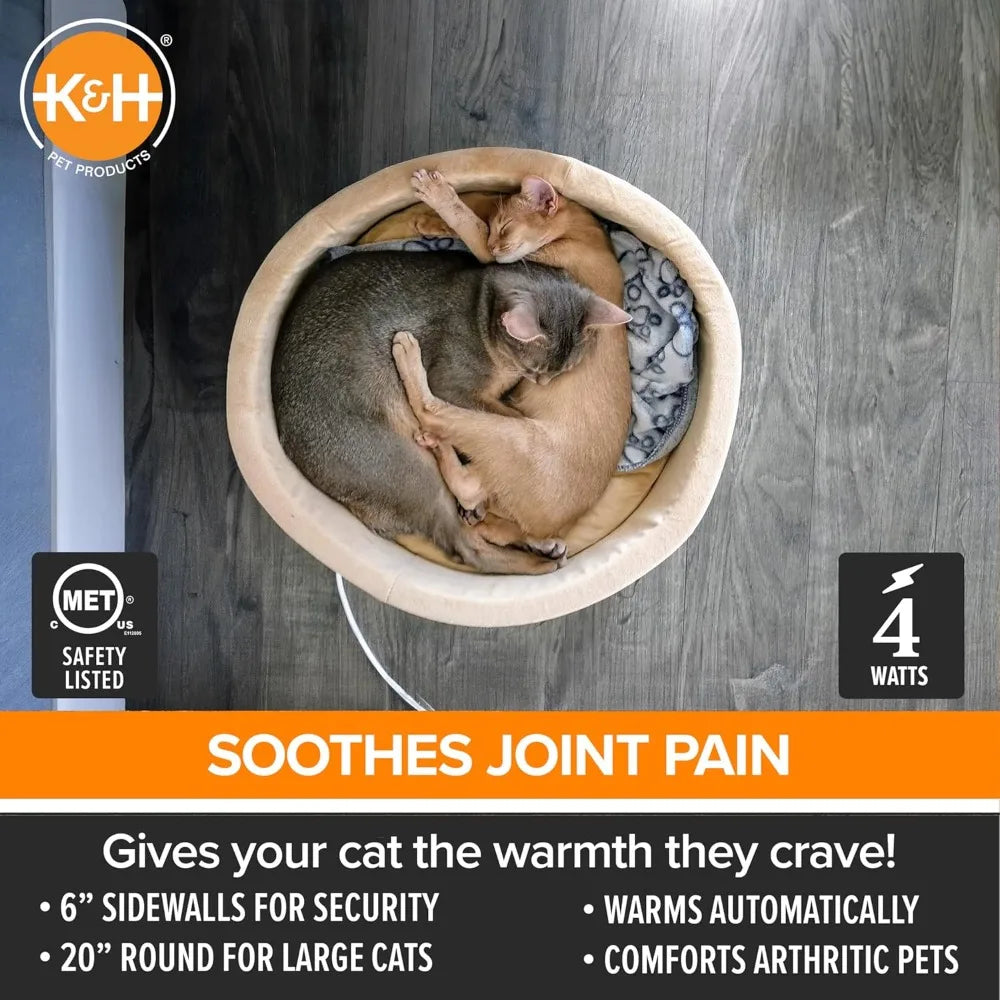 KH Pet Products Thermo Kitty Heated Calming Bed For Cats