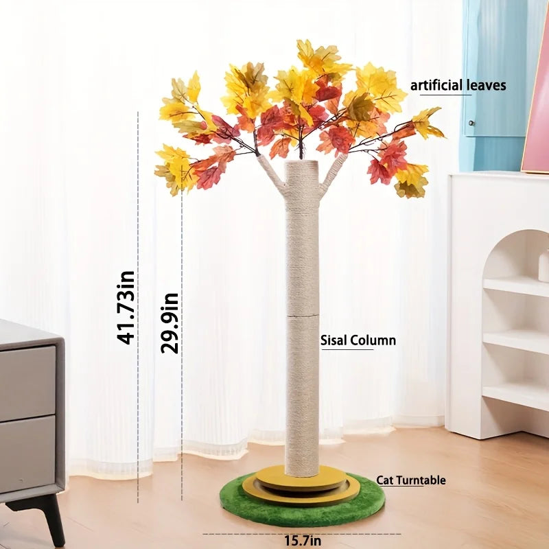 CN Guangdong Maple Leaf Cat Scratching Post With Wooden Turntable Base