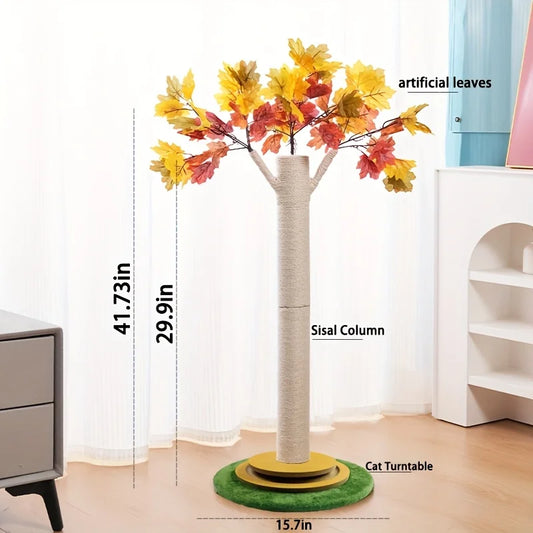 CN Guangdong Maple Leaf Cat Scratching Post With Wooden Turntable Base