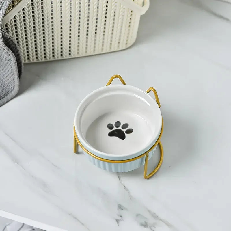 Ceramic Elevated Pet Bowl For Dogs And Cats With Bracket