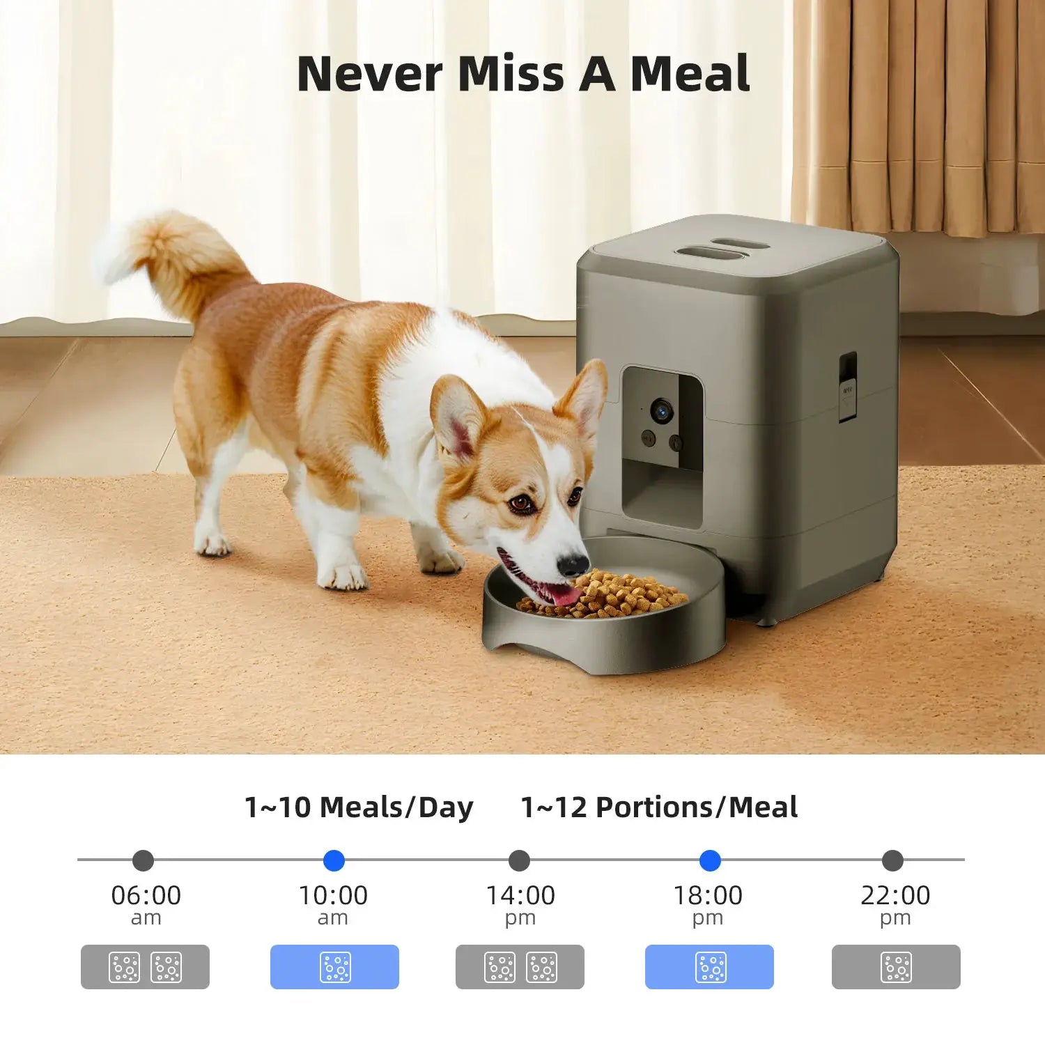 2L Automatic Pet Feeder Cat Smart Pet Feeder Wi-Fi & Camera Controlled feeder Dog & Cat Food Dispenser Remote App (No 5V 2A plug by Furtastic Pet Essentials