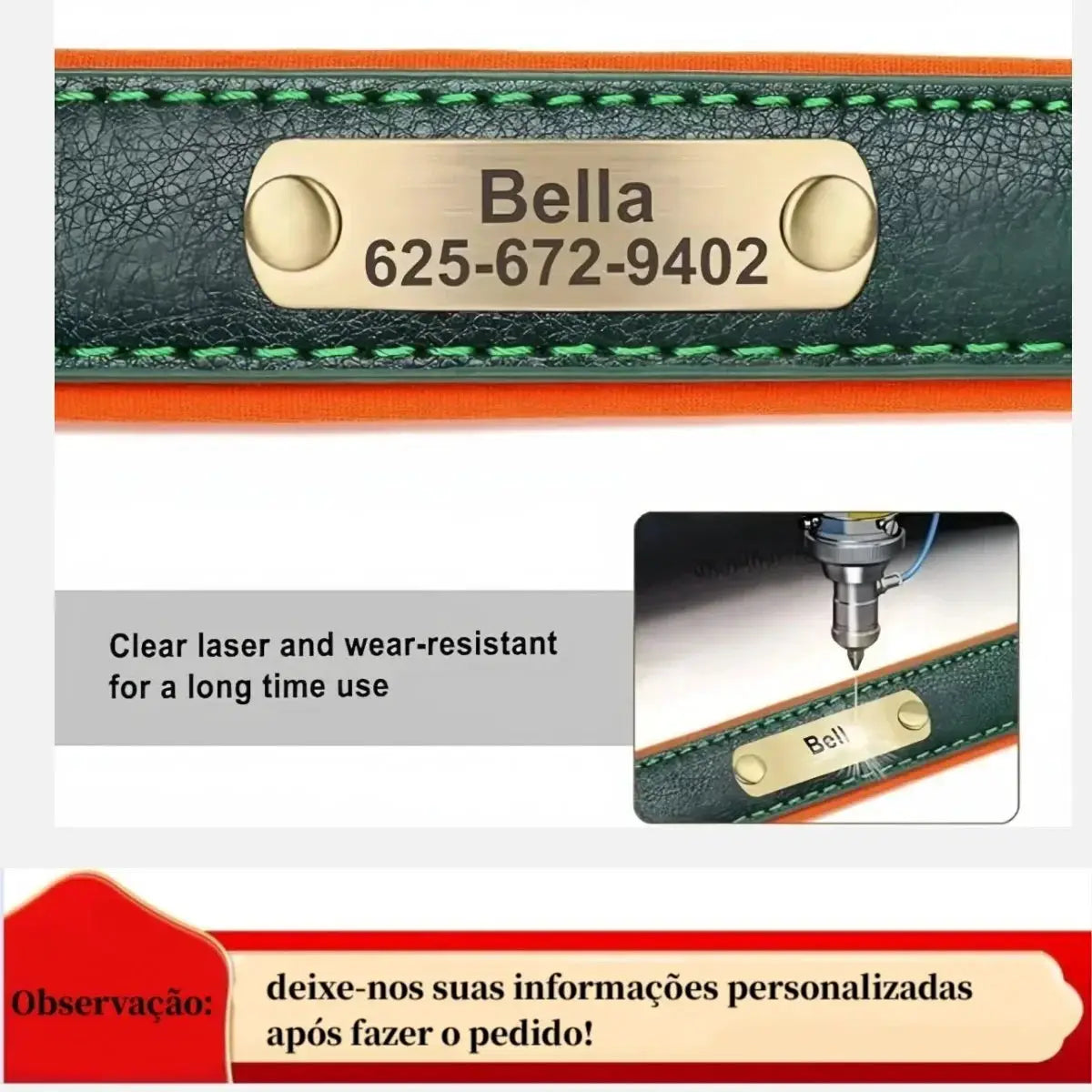 Personalized Customized Leather ID Nameplate Dog Collar Soft Padded Dogs Collars Free Engraving Name for Small Medium Large Dogs by Furtastic Pet Essentials