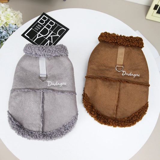 NONECN British Style Dog Jacket Lamb Fleece Winter Coat