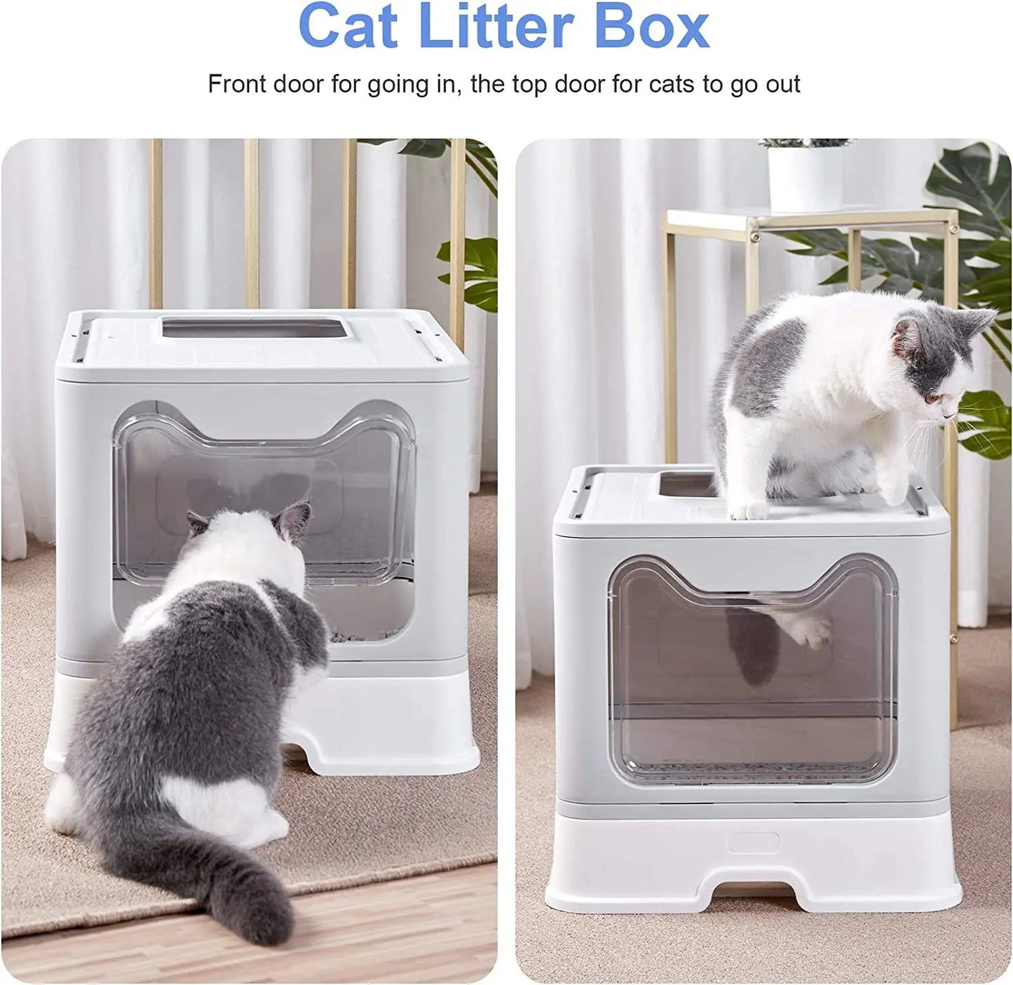 Feature Front Entry Hooded Cat Litter Box With Drawer Scoop