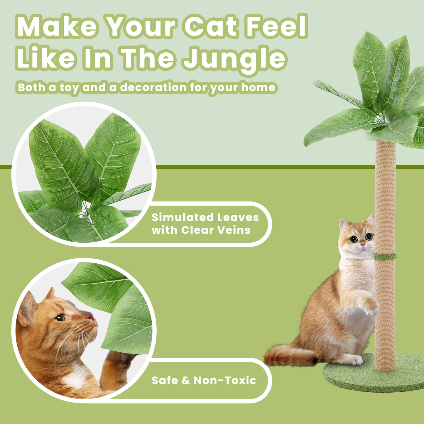 JHK Palm Tree Cat Scratching Post With Dangling Ball