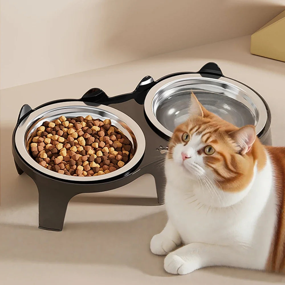 Stainless Steel Cat Food and Water Bowl Anti Tip Design